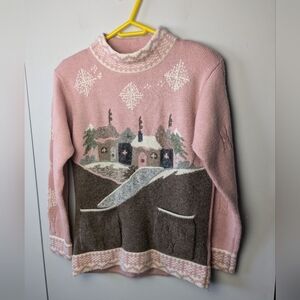 Pink and Brown Women's Sweater